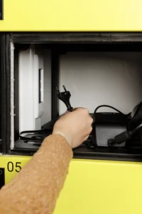 LOXXER LOX12 charging locker – interior compartment with charger and key